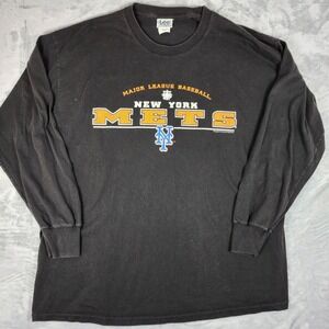 Vintage New York Mets Shirt Mens 2XL Black MLB Baseball Lee Sport 2001 Graphic‎